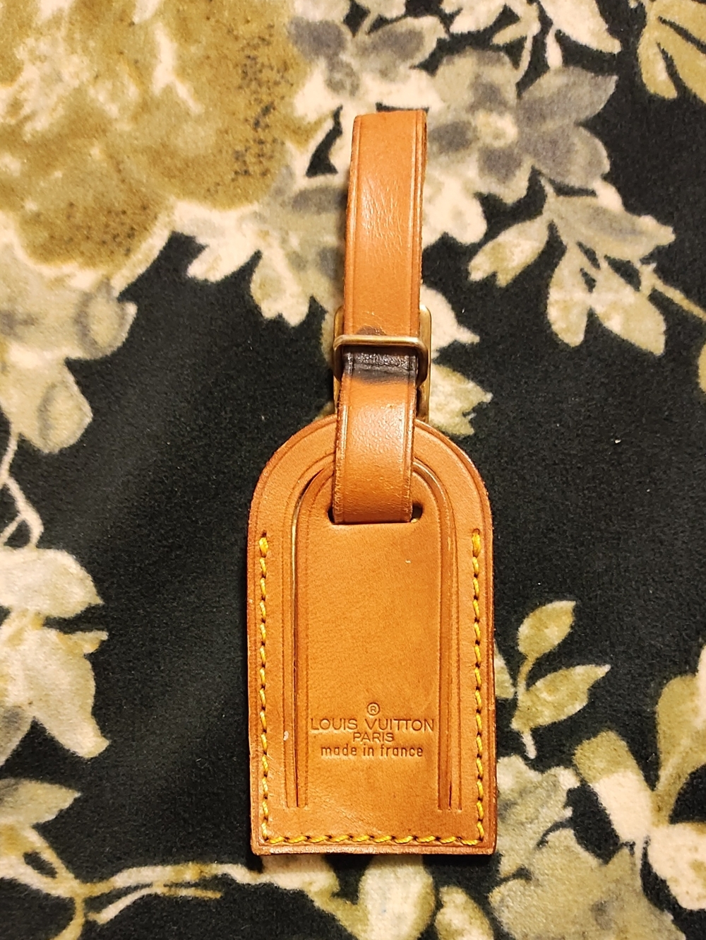 Authentic Louis Vuitton Tan Leather Luggage Tag